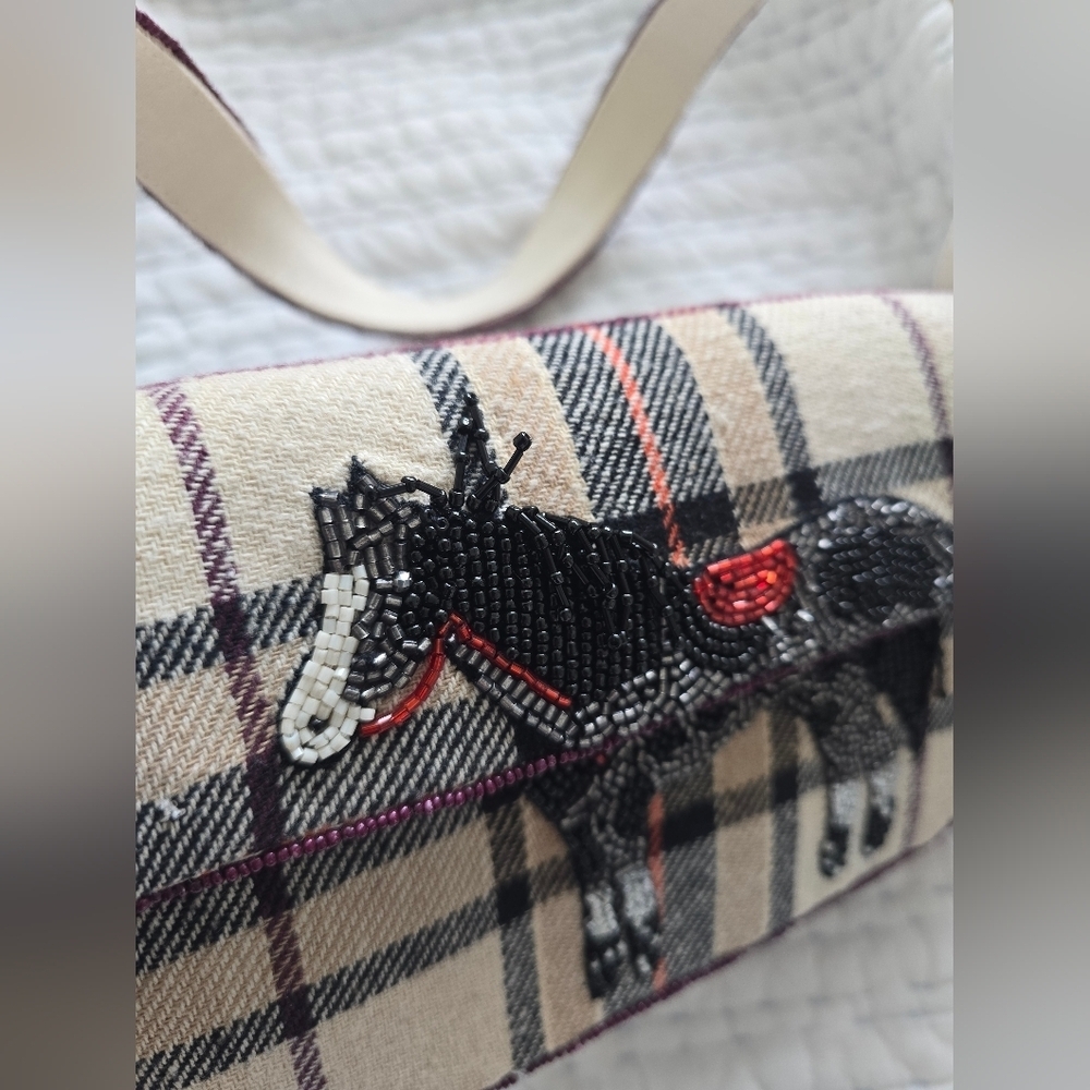 Anthropologie Fiona Beaded Horse Equestrian British Check Old Money NWT - Picture 4 of 13